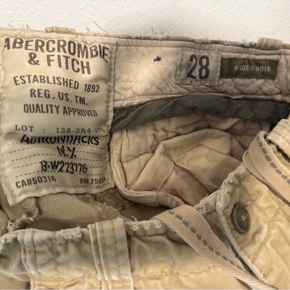 Abercrombie & Fitch Paratrooper Shorts Mens 28 Khaki Vintage Y2K Heavy Cargo - Picture 9 of 11